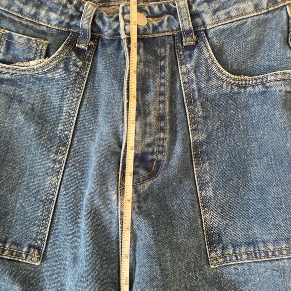 Shein Jeans Womens Size Medium Blue Straight Wide Leg Outdoors Cargo Utility - Picture 3 of 14